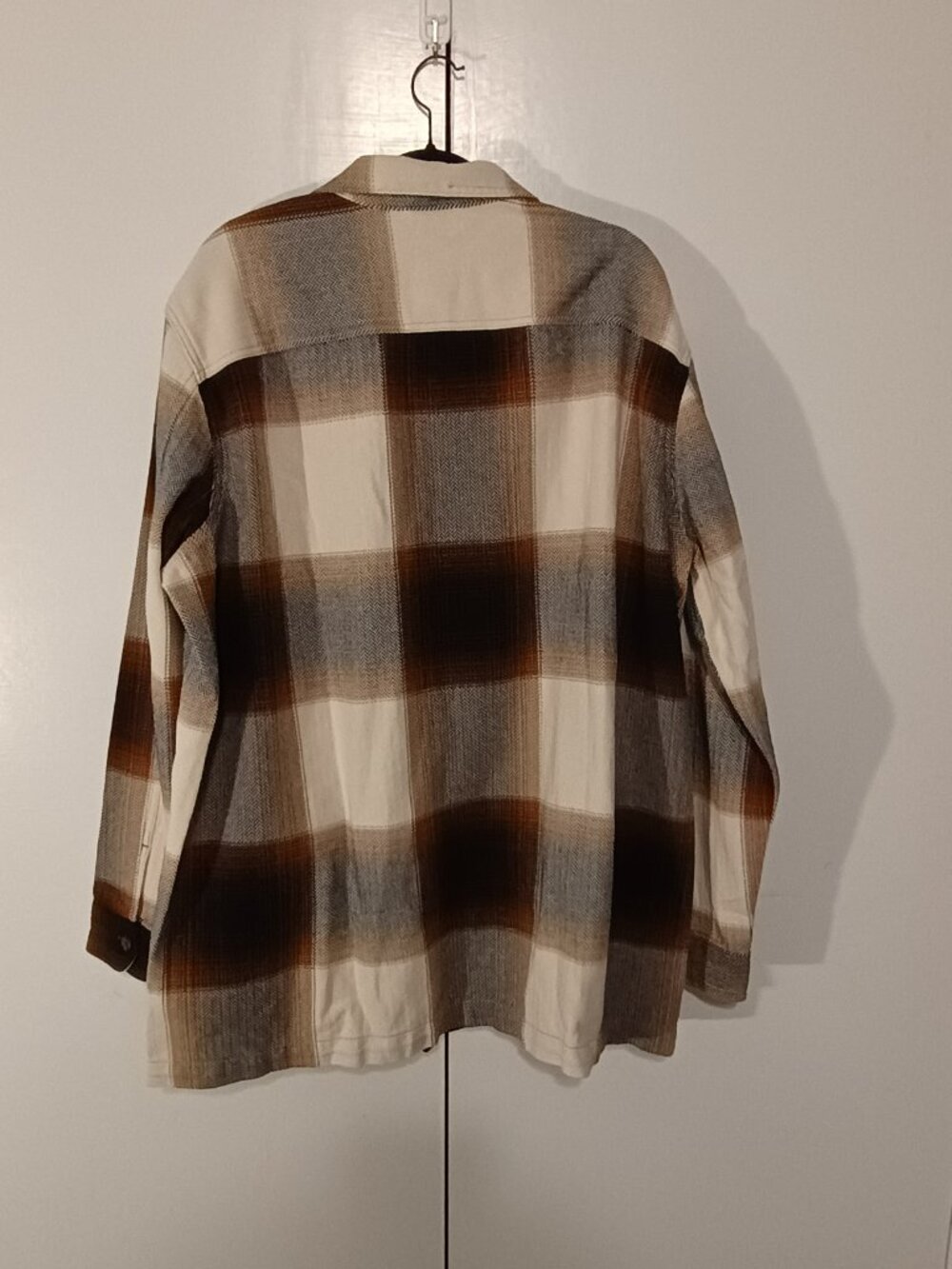 NWT Mutual Weave Big & Tall Ivory Buffalo Plaid Cotton Shacket Shirt Jacket 1XLT - Picture 3 of 10
